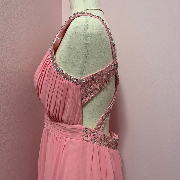 NWT Little Mistress pink cut-out maxi dress with pretty embellishments size 8 - Picture 3 of 5